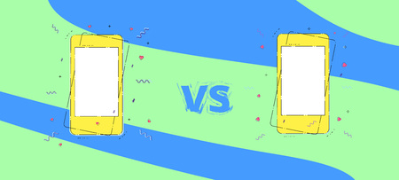 VS horizontal card with phones.  Versus screen template. Vector illustration.のイラスト素材