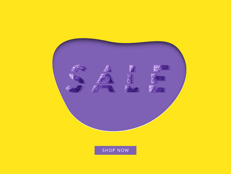 Sale card with grainy sliced text and shop now button. Template for social media and web design. Vector illustration.のイラスト素材