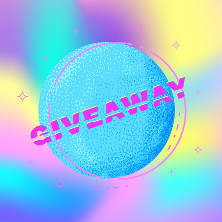 Giveaway square card. Sliced lettering. Template for social media. Vector illustration.のイラスト素材