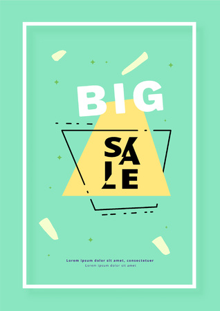 Big Sale vertical banner. Promotion card for social media posts. Abstract geometric background with frame. Template for advertising. Vector illustration.のイラスト素材