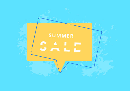 Summer Sale card with speech bubble. Template for ad with bright decoration. Vector illustration.のイラスト素材