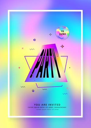 Party banner. Vertical event flyer for holiday desjgn. Vector illustration.のイラスト素材