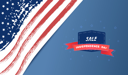 Happy Independence Day Sale horizontal banner. 4 July card. Template for holiday design. Vector illustration.のイラスト素材