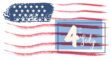 Happy Independence Day horizontal banner. 4 July card. Template for holiday design. Vector illustration.のイラスト素材