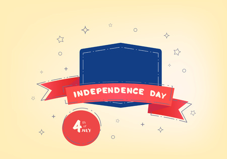 Happy Independence Day horizontal banner. 4 July card. Template for holiday design. Vector illustration.のイラスト素材