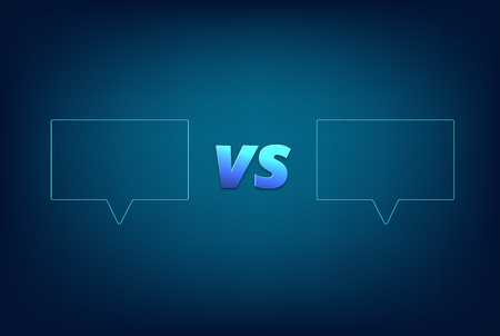 VS card with empty speech bubble.  Versus screen template. Vector illustration.