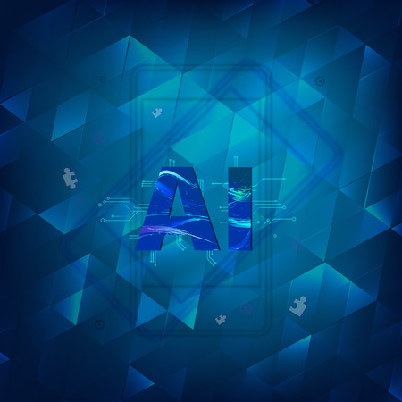 Artificial Intelligence banner with  creative letters. AI concept. Vector illustration.のイラスト素材