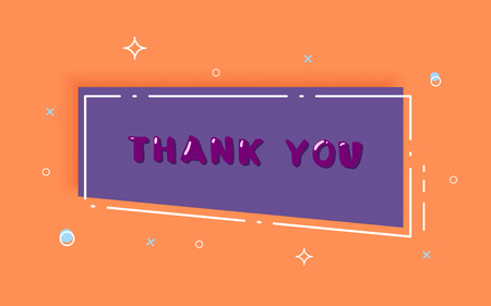 Thank you horizontal card.  Banner with handwritten lettering and abstract geometric decoration elements. Vector illustration.のイラスト素材