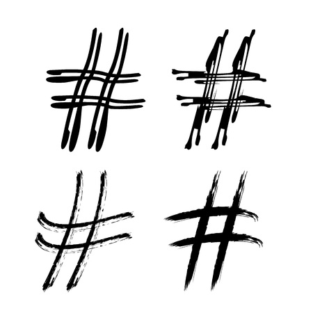 Set of Hashtag signs banner. Number symbol. Handwritten elements for graphic design - blog, social media, banner, poster, flyer, card. Vector illustration.のイラスト素材