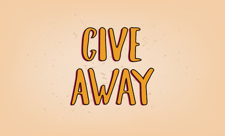 Giveaway retro card with handwritten lettering. Template for social media. Vector illustration.のイラスト素材