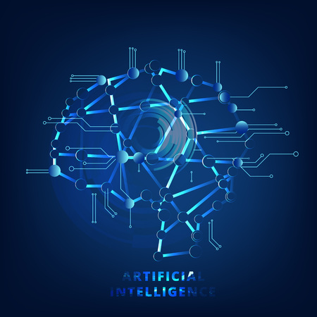Artificial Intelligence banner with decoration. AI lconcept. Vector illustration.のイラスト素材