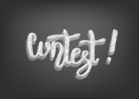 Contest retro card with handwritten chalk lettering. Template for social media. Vector illustration.のイラスト素材