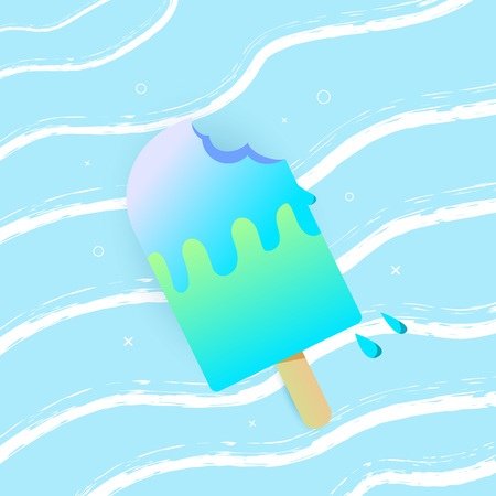 Ice cream banner with wave background. Vector illustration.のイラスト素材
