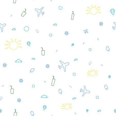 Summer seamless pattern template with  travel items.