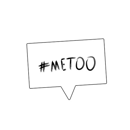 Metoo card with speech bubble. Handwritten brush lettering Me too. The inscription: #metoo. Social movement hashtag against sexual harassment. Vector illustration.のイラスト素材