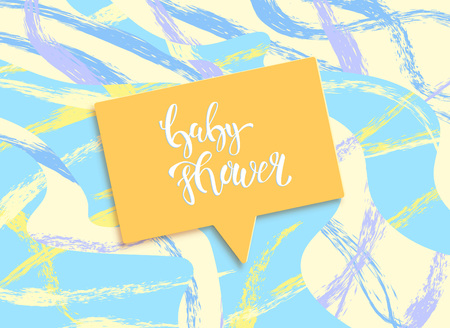 Baby Shower invitation template. Handwritten lettering.のイラスト素材