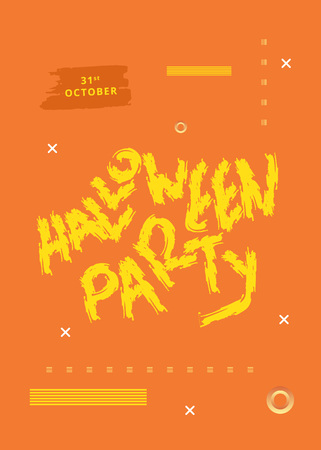 Halloween Party poster with geometric decoration. Happy Halloween banner. Template for holiday design. Vector illustration.のイラスト素材
