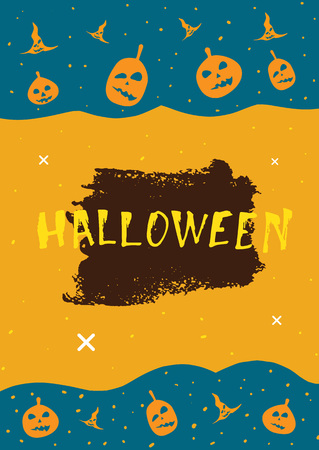 Vector Halloween poster with decoration. Happy Halloween flyer. Template for holiday design.のイラスト素材