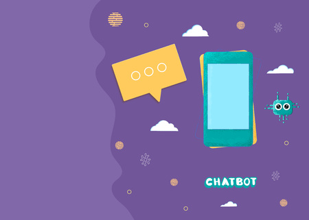 Chat bot composition with empty space. Virtual assistance elements. Vector illustration.のイラスト素材