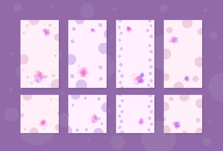 Set of  backgrounds with  watercolor elements for social media networks. Story and post templates with abstract decoration. Cards with empty space for text.のイラスト素材