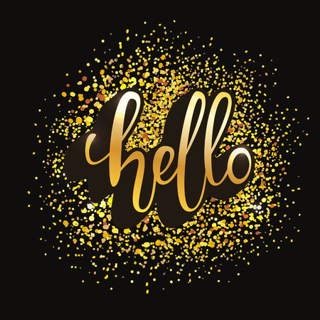 Hello lettering with gold texture.のイラスト素材