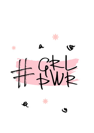 Girl Power abbreviation quote on decorative  background. Handwritten lettering GRL PWR.のイラスト素材