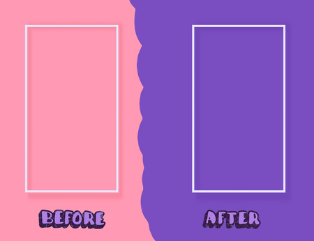 Template before and after background. Comparison card with empty space.のイラスト素材