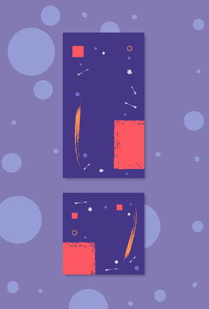 Templates for story and post with geometric decoration. Set of  backgrounds for social media. Banners with empty space for text. Collection of square and vertical banners. Vector illustration.のイラスト素材