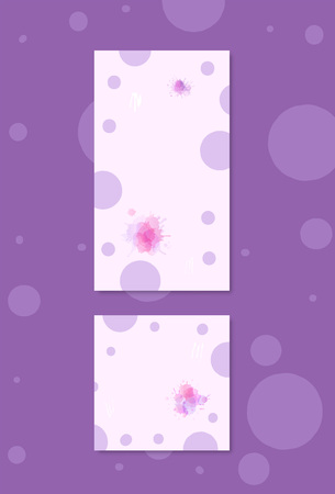 Set of  backgrounds with dots and watercolor elements for social media networks. Story and post templates with  decoration. Cards with empty space for text. Vector illustration.のイラスト素材