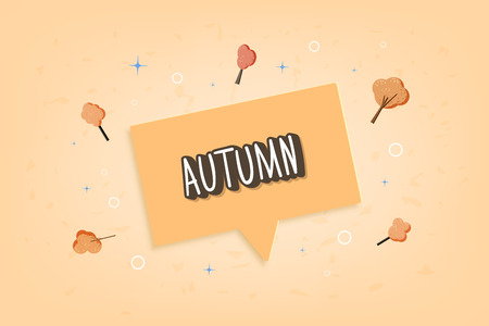 Autumn pgrase. Handwritten lettering with speech bubble and trees decoration. Element for season design. Vector illustration.のイラスト素材
