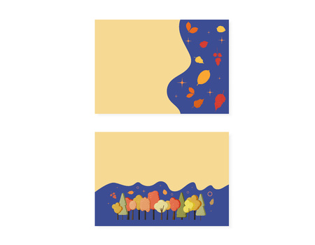 Set of autumn templates.  Backgrounds with leaves trees decoration. Elements for season design. Vector illustration.のイラスト素材