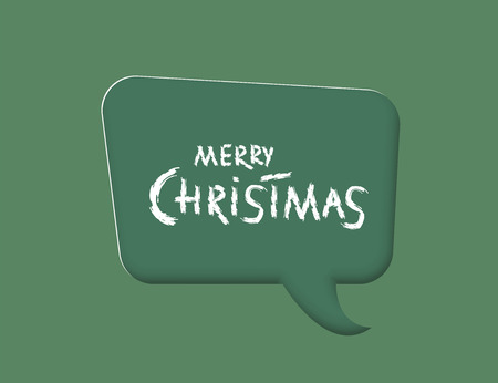 Merry Christmas brush handwritten lettering with papercut speech bubble. Creative ink  text with decoration for holiday design cards and banners. Vector illustration.のイラスト素材