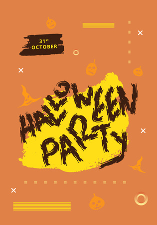 Halloween Party poster with geometric decoration. Happy Halloween banner. Template for holiday design. Vector illustration.のイラスト素材