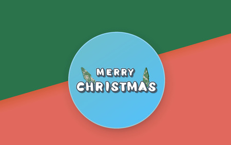 Merry Christmas inscription. Handwritten  lettering  with round badge and Christmas Trees for holiday design. Vector illustration.のイラスト素材