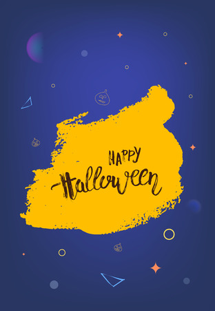 Halloween Party template with lettering and  decoration. Vertical  banner. Flyer for holiday design. Vector illustration.のイラスト素材
