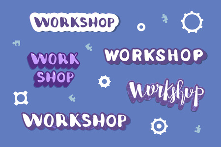 Workshop lettering set. Vector illustration.のイラスト素材