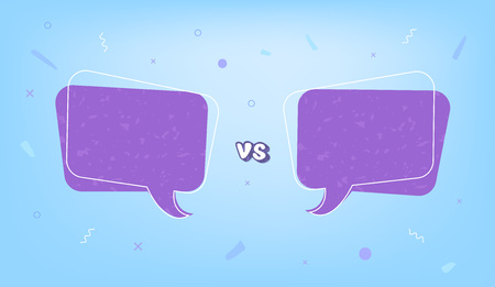 Versus template. VS screen with empty space for contestants names. Battle background with speech bubble. Vector illustration.のイラスト素材