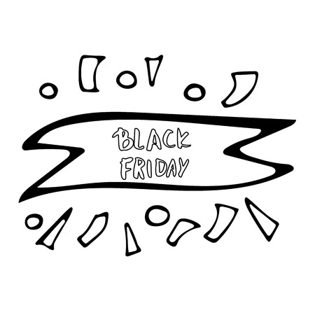 Black Friday text with ribbon decoration. Lettering for promotion of sale.のイラスト素材