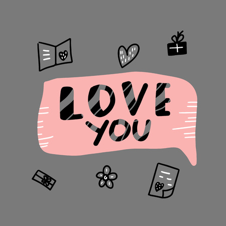 Happy Valentines Day concept. Handwritten lettering with decoration. Vector illustration.のイラスト素材