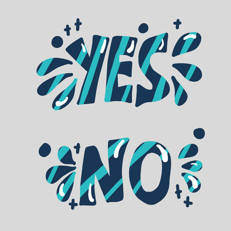 Yes and no lettering. Handwritten words with decoration. Vector conceptual illustration.のイラスト素材