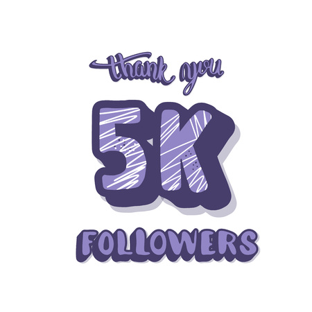 5k followers post. 5000 subscribers. Social media banner. Vector color illustration.のイラスト素材