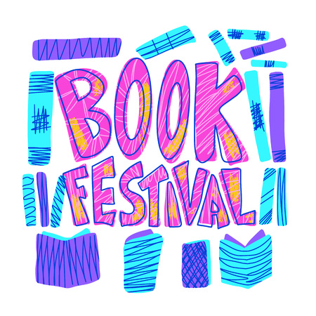 Book festival concept. Book set in doodle style. Symbols of reading. Vector illustration.のイラスト素材