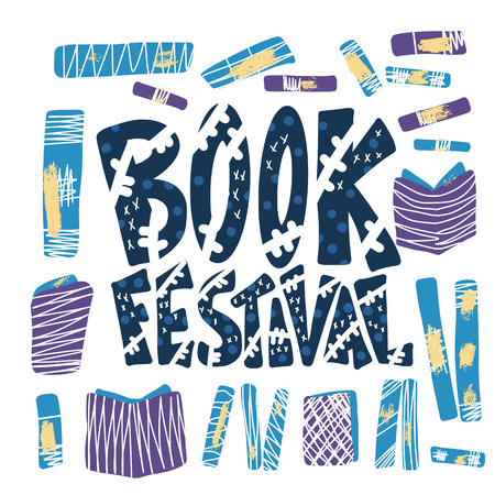Book festival concept. Book set in doodle style. Symbols of reading. Vector illustration.のイラスト素材