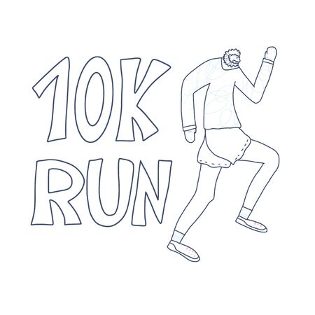 10K run text with runner. Vector illustration.のイラスト素材