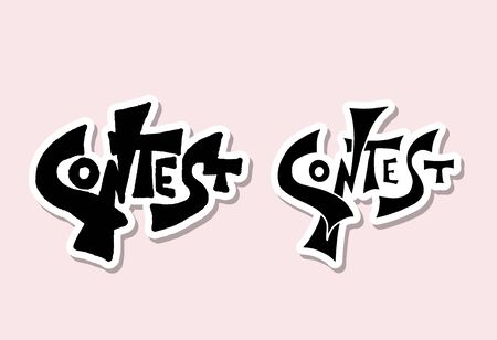 Contest sticker set. Text for competition announce. Elements for social media post. Vector illustration.のイラスト素材