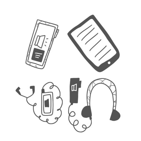 Digital books set in doodle style. Vector illustration.のイラスト素材