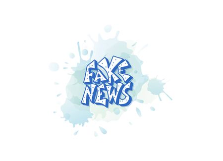 Fake news message with watercolor blot. Banner design template with stylized text. Vector color illustration.のイラスト素材