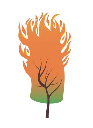 Forest fire concept. Wildfire sign isolated on white background. Vector color illustartion.のイラスト素材