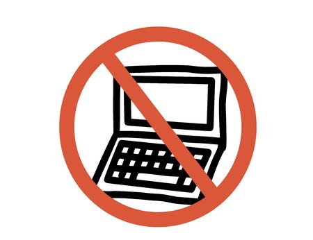 Stop laptop sign icon. Restrict symbol. Vector  illustration.のイラスト素材