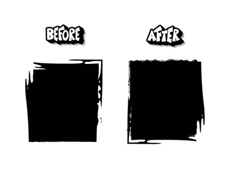 Before and After template. Comparison banner with copy space. Vector black and white design illustartion.のイラスト素材